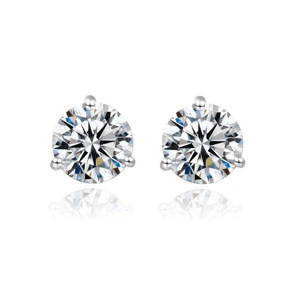 Certified 2ct. t.w. Diamond Earrings 18k White Gold over Italy Silver - Picture 1 of 16